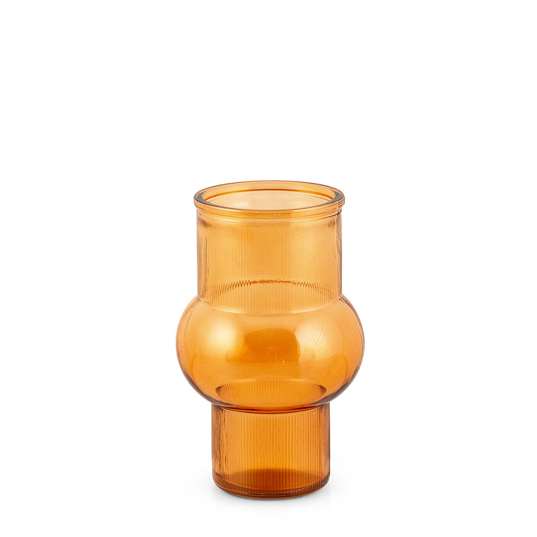 Vaso in Vetro Riciclato Ambra 17 cm | Design Geometrico H&H