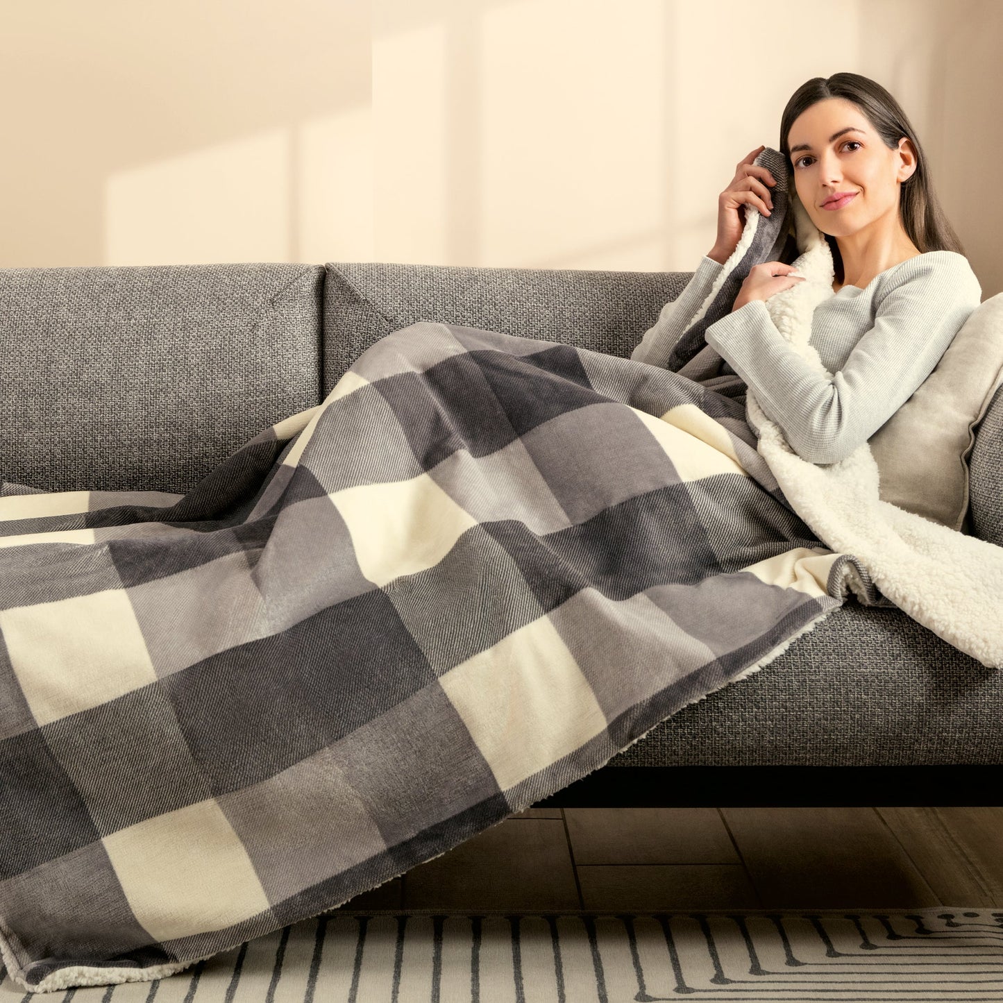 CaldoPlaid Adapto Tartan Grigio cm 160x120
