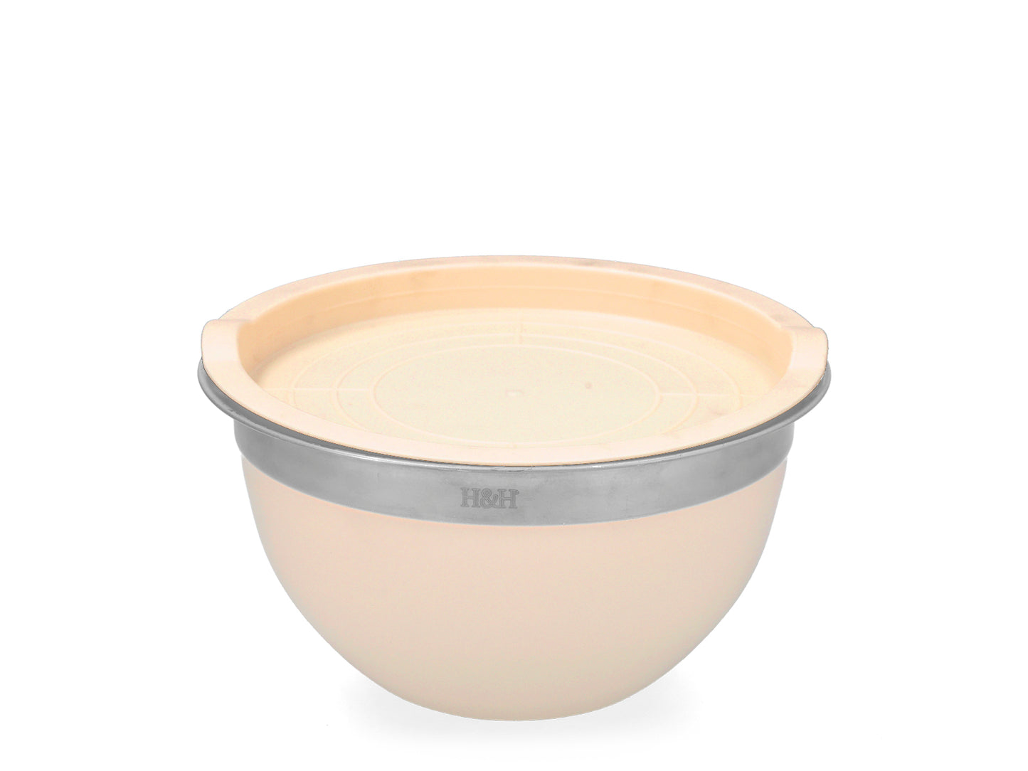 Mixing Bowl con Coperchio Avorio 1,5 Lt in Acciaio Inox H&H