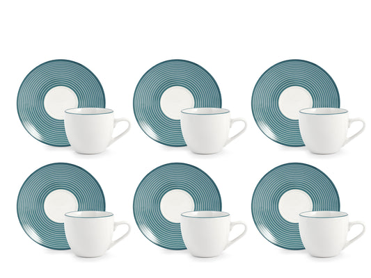 Set 6 Tazzine Caffe H&H Echo con Piattino in Porcellana 90cc