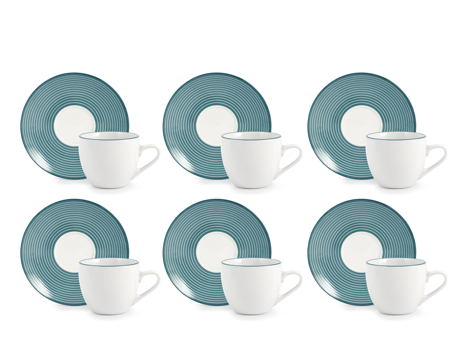 Set 6 Tazzine Caffe H&H Echo con Piattino in Porcellana 90cc