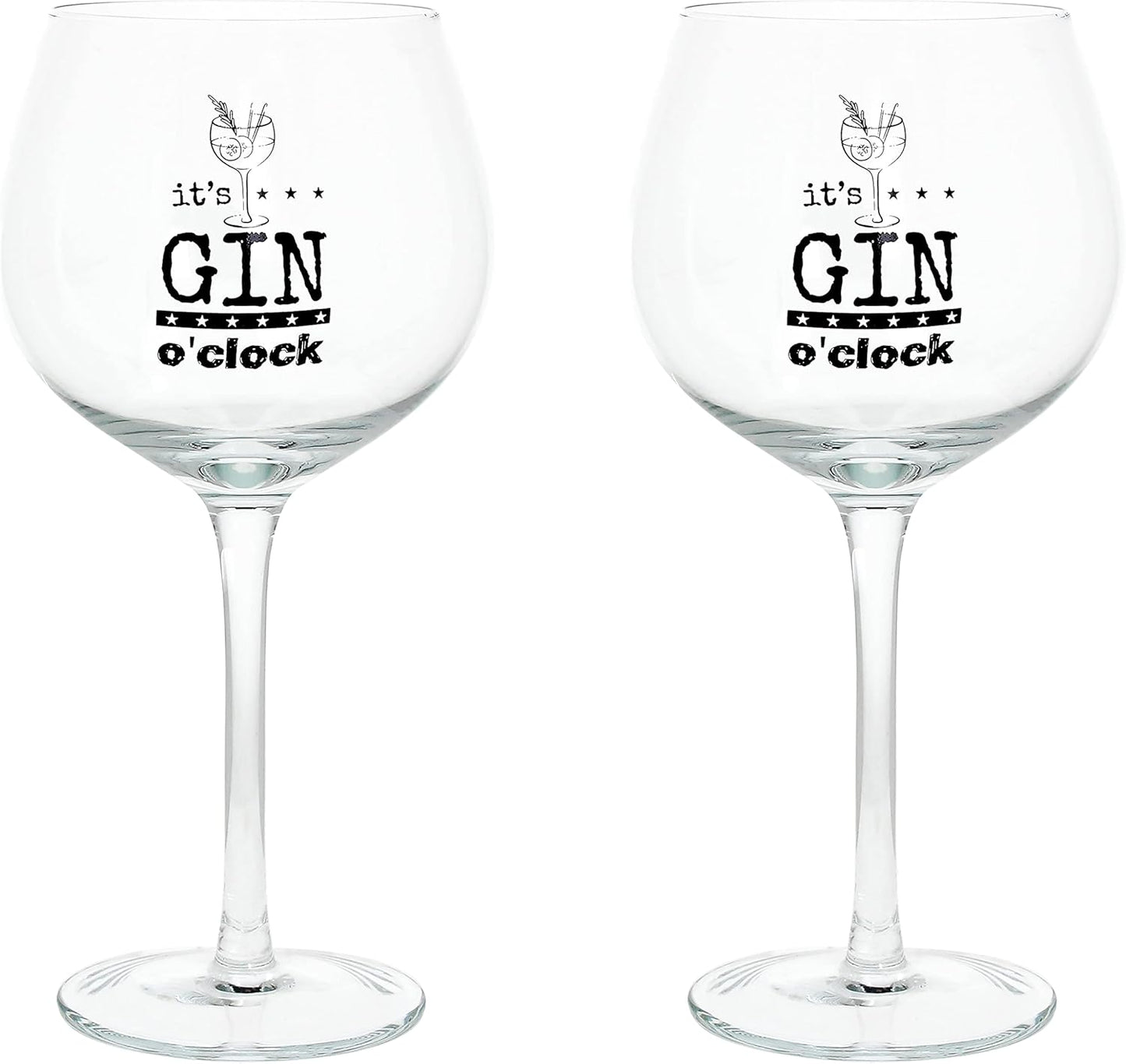 Set 2 Calici 580cc Tognana in Vetro con Frase It's Gin o'clock
