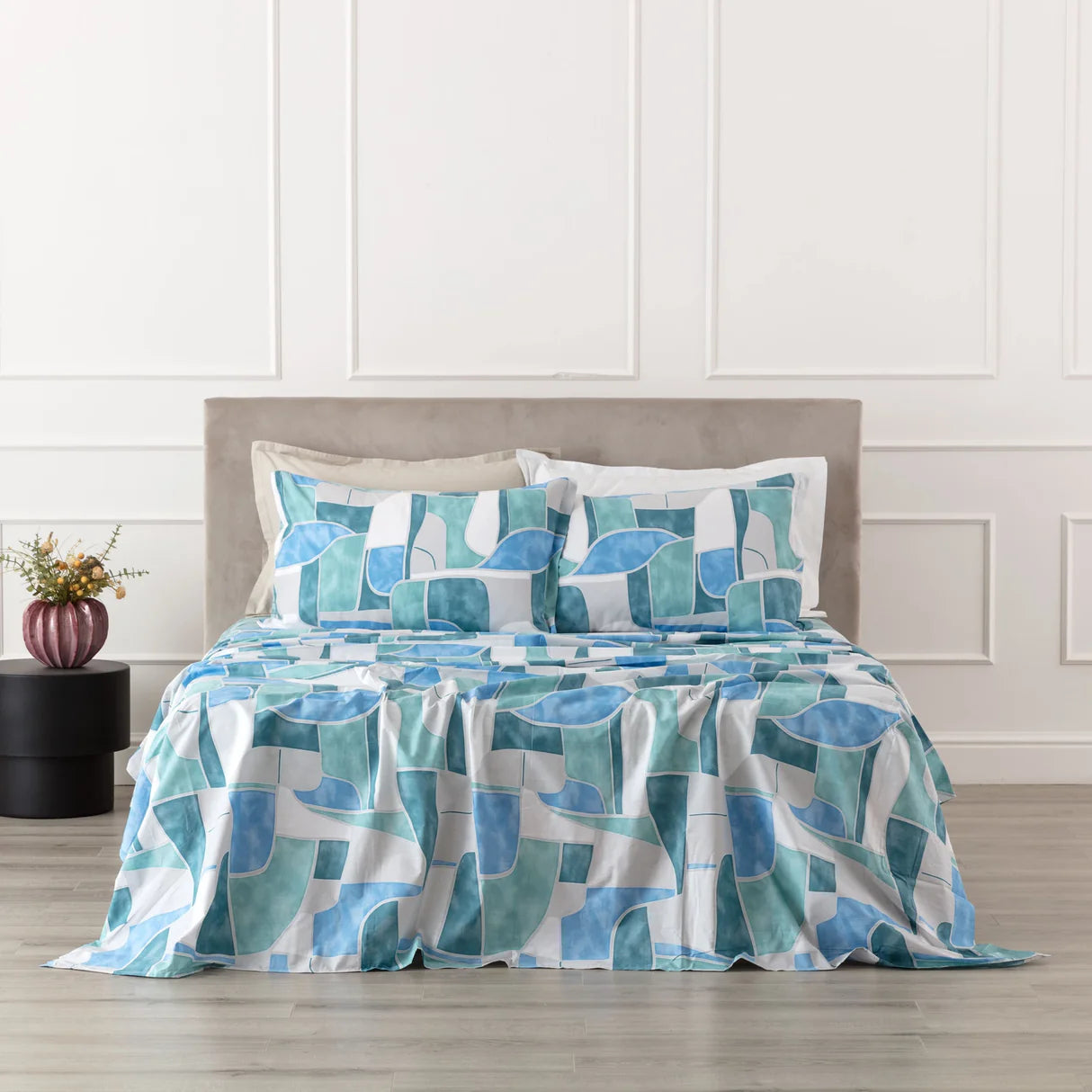Completo Lenzuola Singolo Linea Oro Teren in Cotone 100% | Fantasia Geometrica