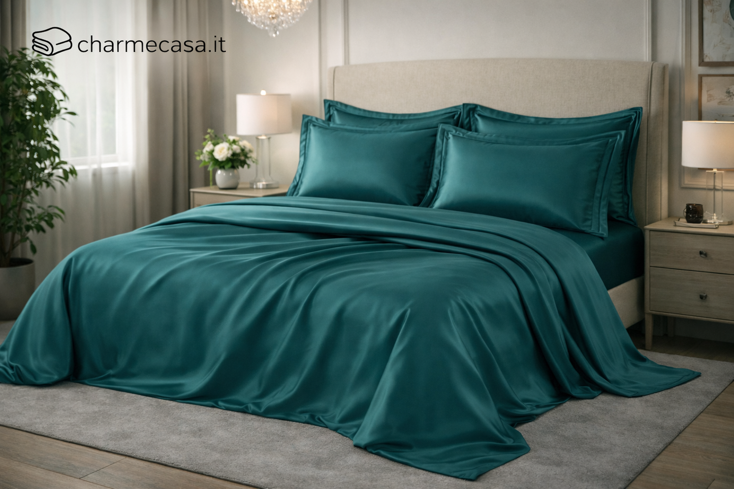 Completo Lenzuola Matrimoniale Maxi Firenze Lux Raso 60 | Made in Italy