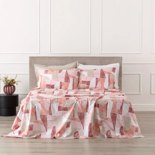 Completo Lenzuola Singolo Linea Oro Teren in Cotone 100% | Fantasia Geometrica