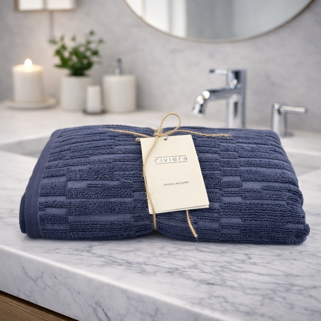 Set Asciugamani Viso e Ospite Riviera Sorku in Spugna Jacquard 100% Cotone