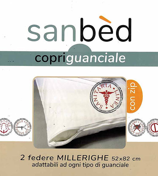 Copriguanciale con zip Millerighe Sanbed 52x82cm - Set 2 Federe