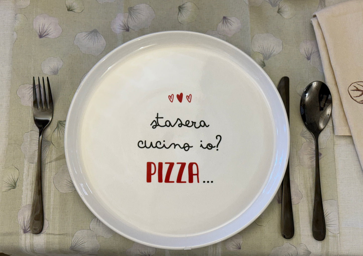 Piatto Pizza in Ceramica ø 30cm con Frasi Divertenti