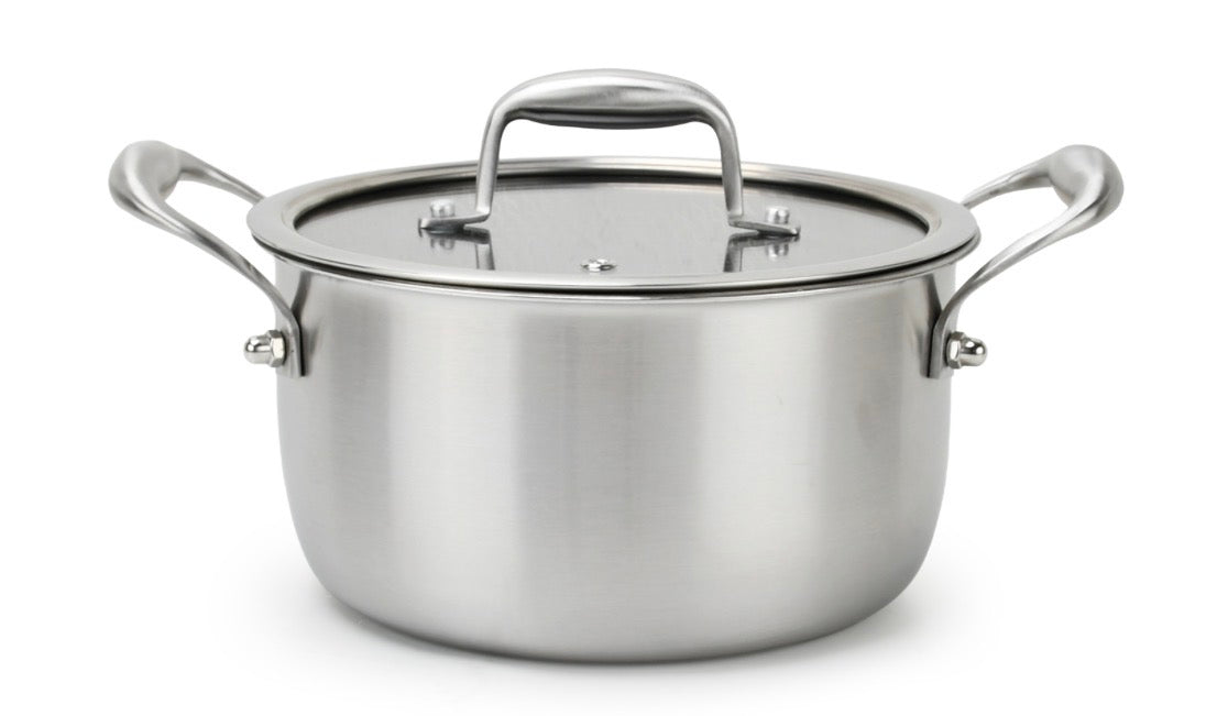 Casseruola Antiaderente H&H Evolution 24cm con Coperchio - Acciaio Inox 18/10