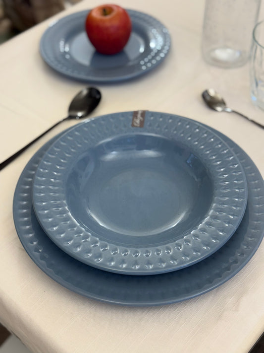 Serzizio Piatti Avio Preziosa Home in Ceramica con Bordo Lavorato 18Pz