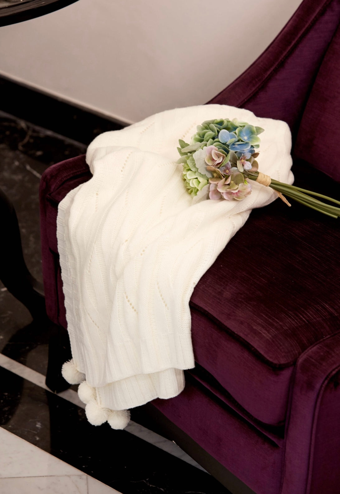 Coperta in Maglia 1100gr con Pon-Pon cm160x210