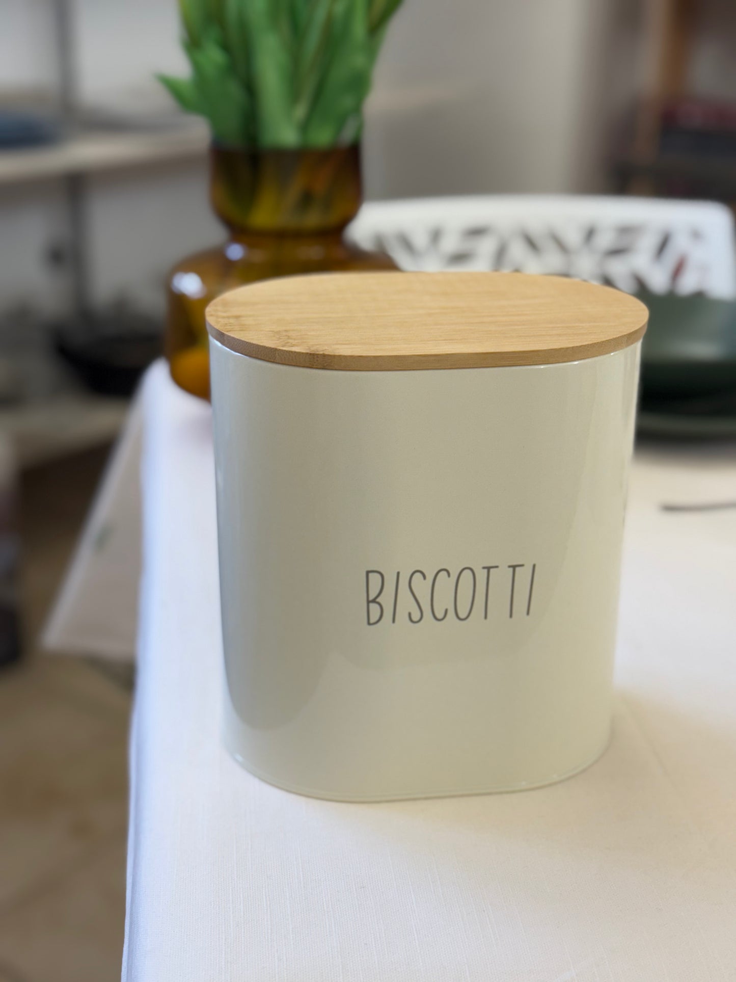 Barattolo Biscotti in Latta con Coperchio in Bamboo