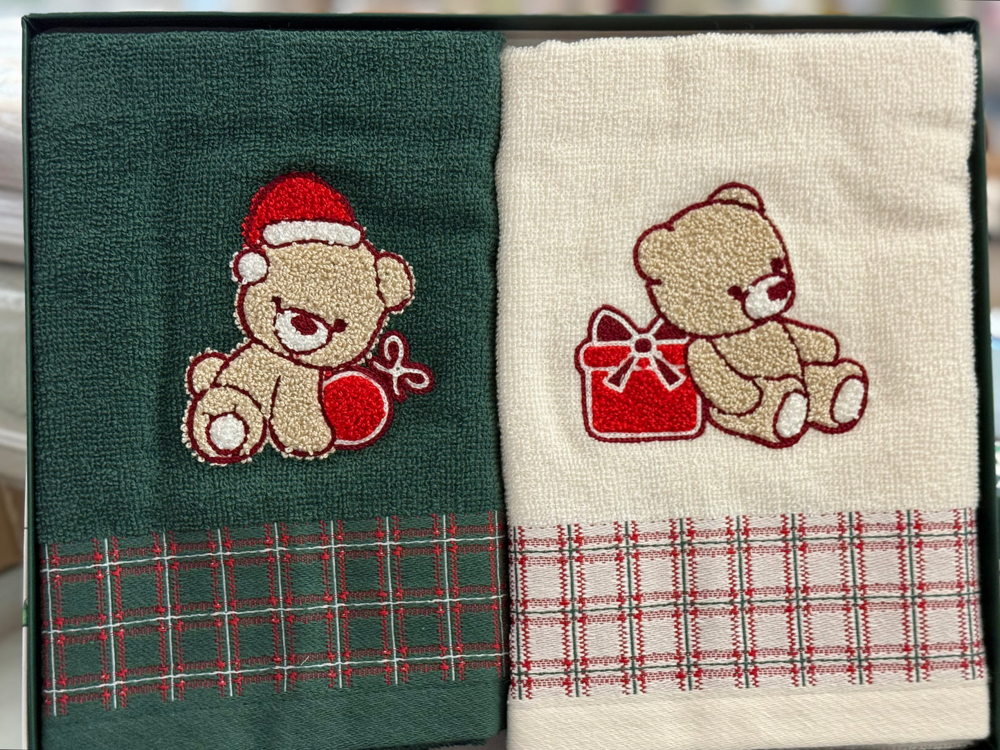 Set 2 Strofinacci Natalizi in Scatola Vingi Spugna 100% Cotone
