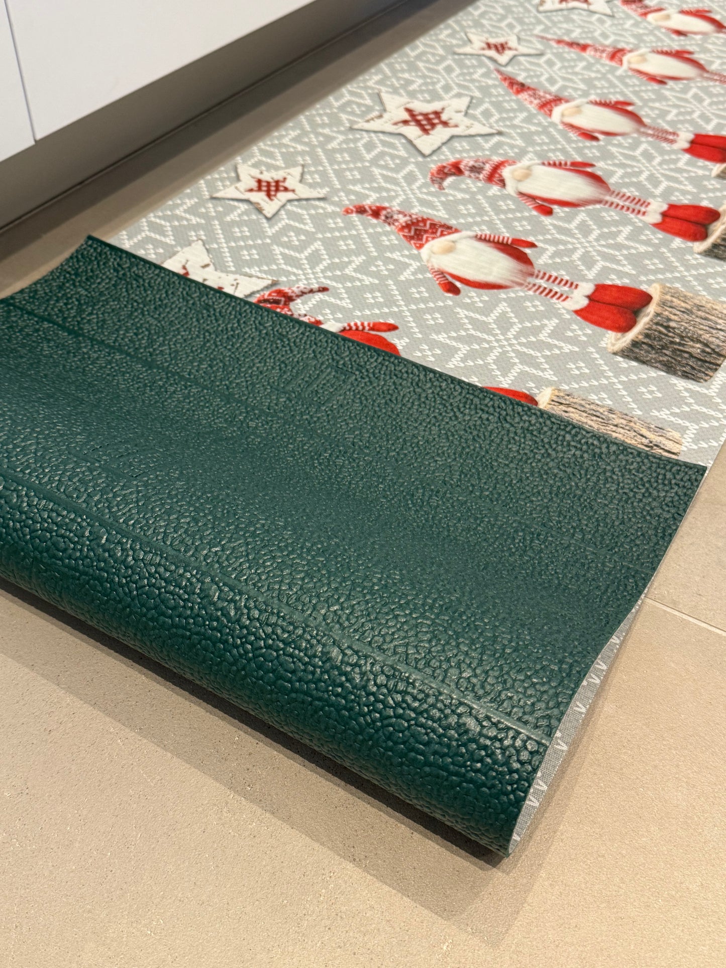 Passatoia a Metraggio Natalizia Gnomi-Tappeto Cucina Lavabile Antiscivolo