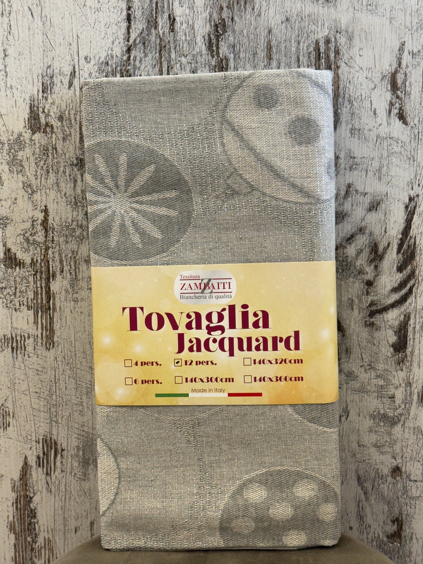 Tovaglia Natalizia Lurex Jacquard Tessitura Zambaiti x12 140x240