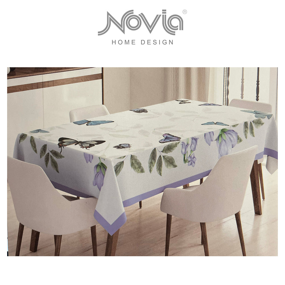 Tovaglia in Cotone 100% Stampa Digitale Novia Flight Farfalle e Fiori 12 Persone