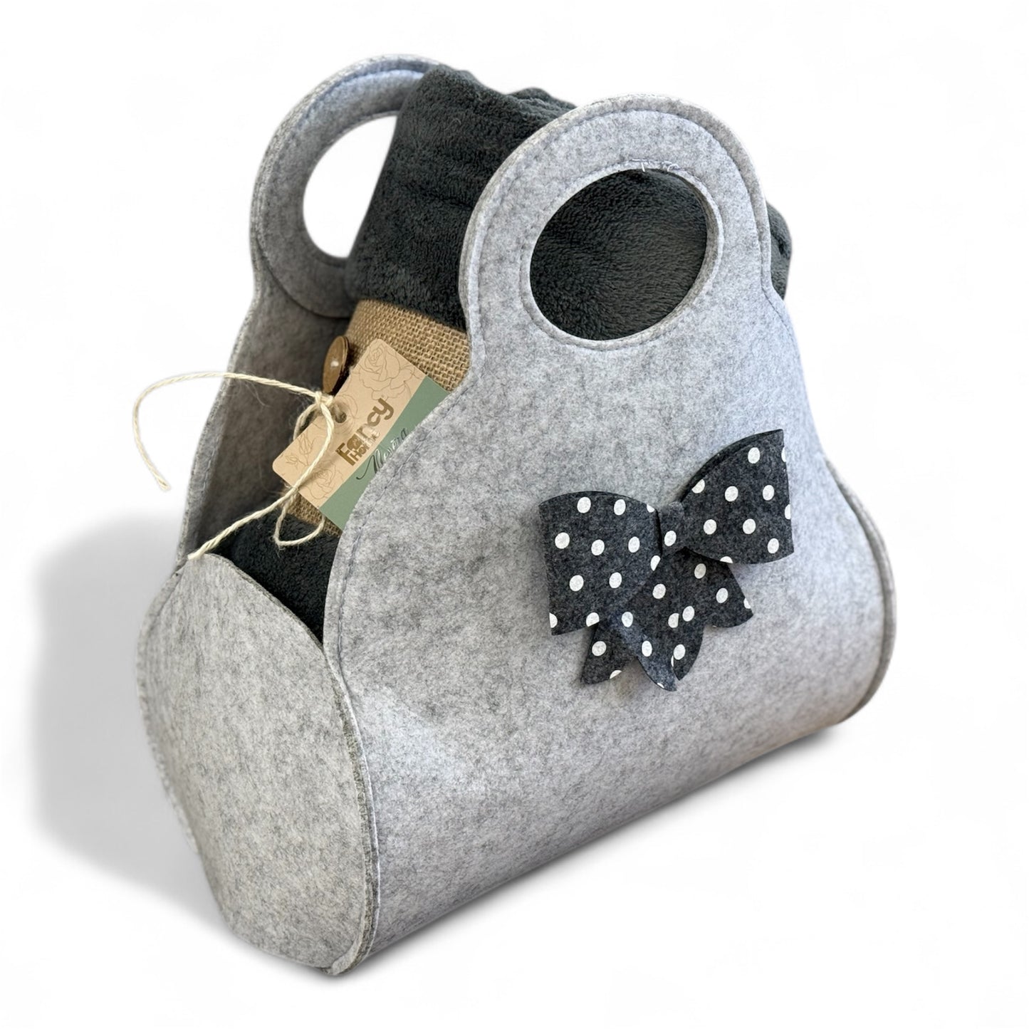 Pochette in Feltro con Plaid Stampato, Plaid 200x220 in Morbida Ciniglia