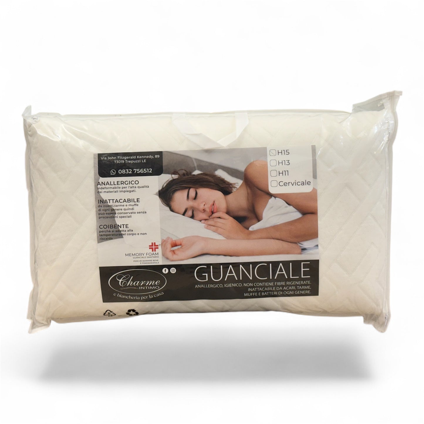 Guanciale Memory h15 Sfoderabile