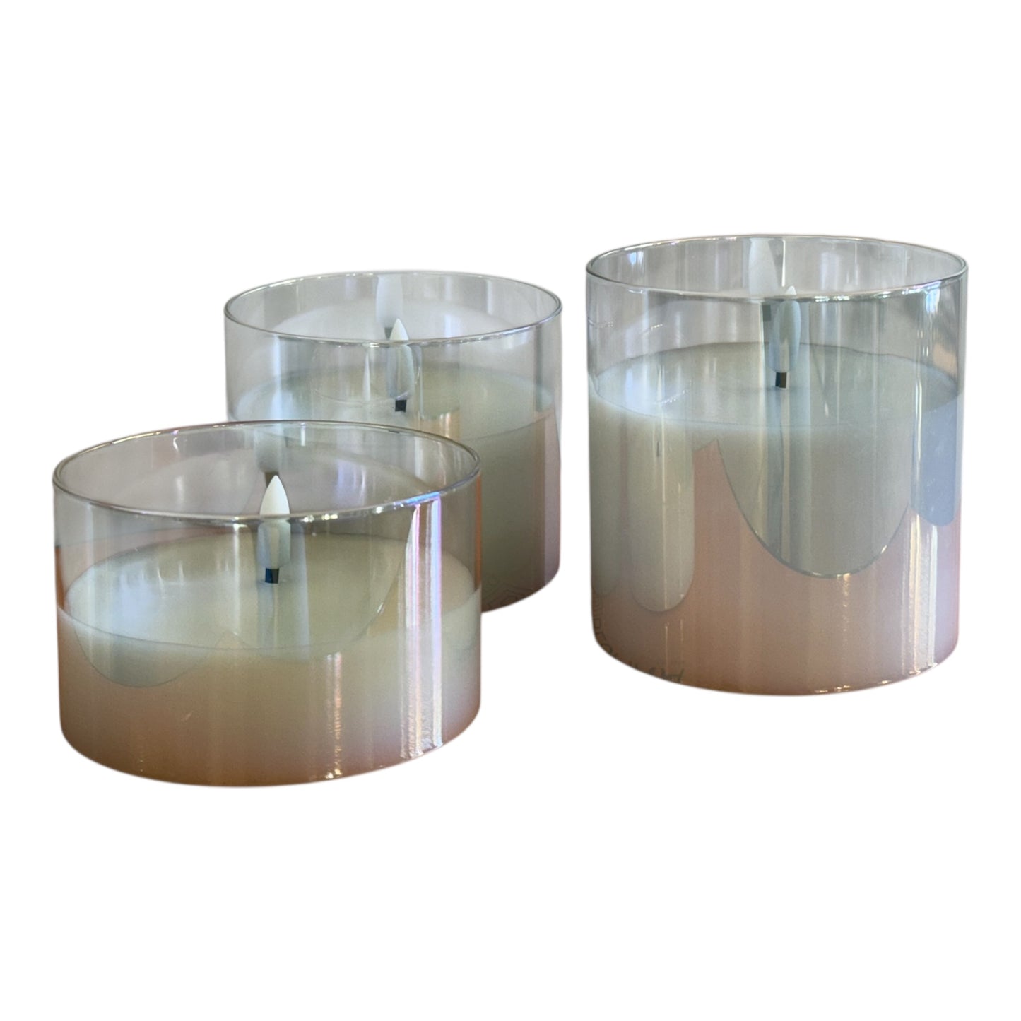 Set 3 Candele Led Cilindro con Vasetto in Vetro