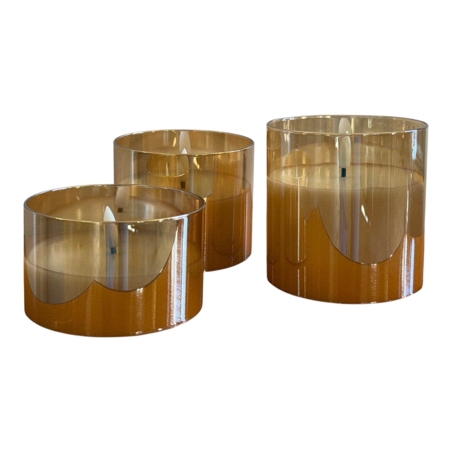 Set 3 Candele Led Cilindro con Vasetto in Vetro