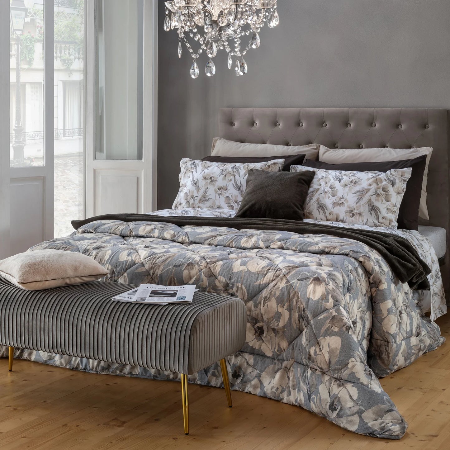 Trapunta Matrimoniale Soffice Fleur - Di Maestro Italia - Dark Blue (260x260)