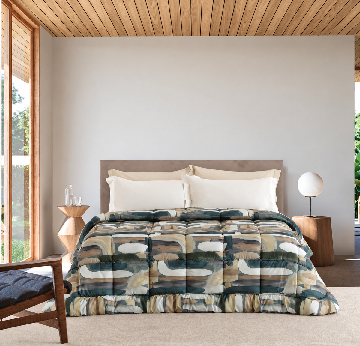 Trapunta Matrimoniale Invernale Ghog Linea Oro in Microfibra 260×260 | Oliva