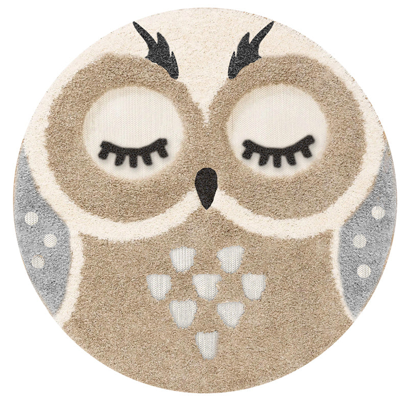 Tappeto Bimbi Rotondo Gufo ø90 - Sobel Zoo | Morbido e Antiscivolo