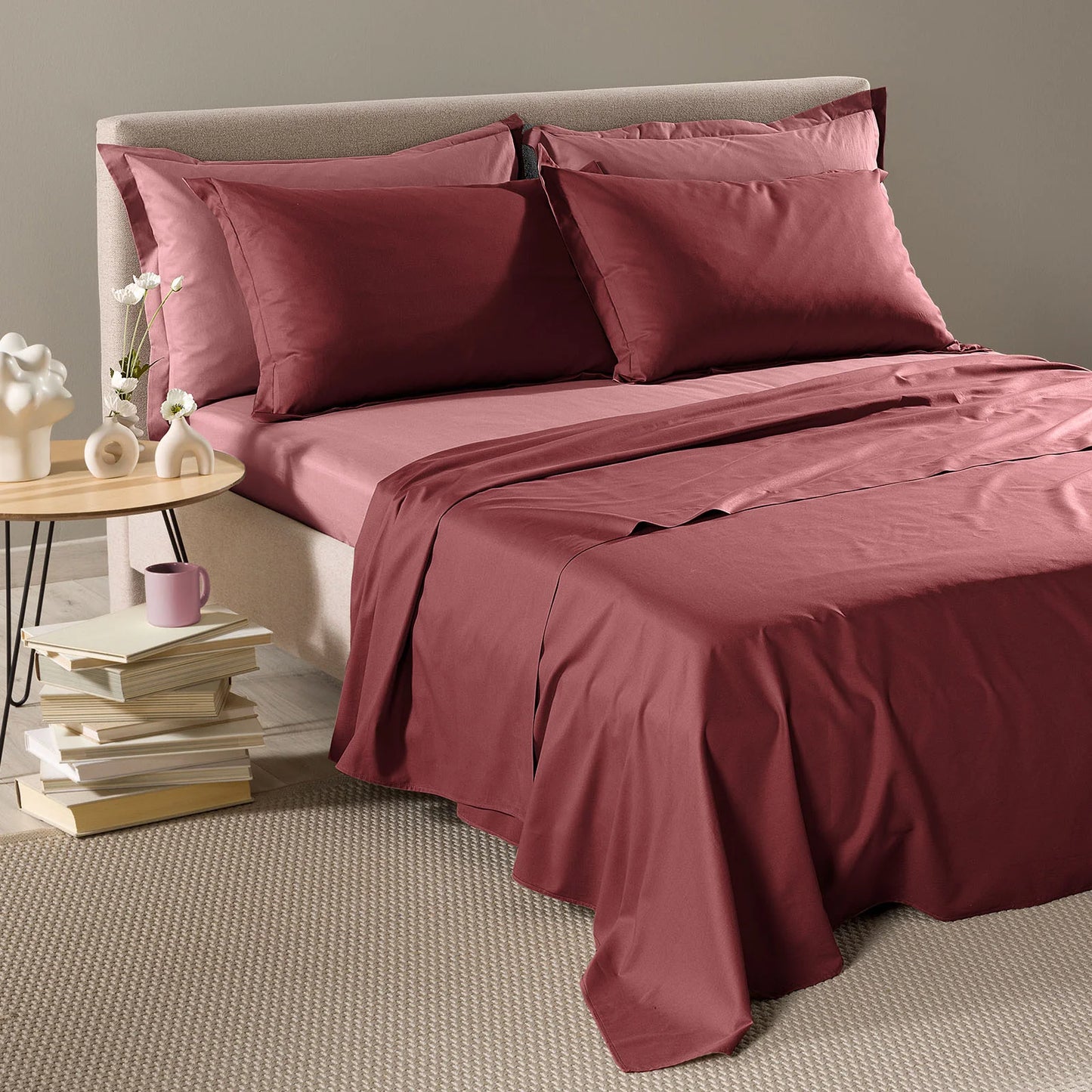 Completo Lenzuola Caleffi Vita Double Matrimoniale Bordeaux