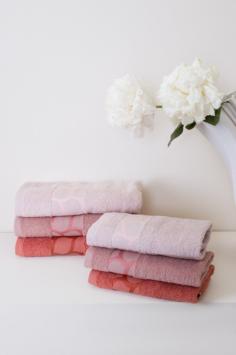 Set Asciugamani 3+3 Neith Chiffon Jacquard in Spugna 100% Cotone