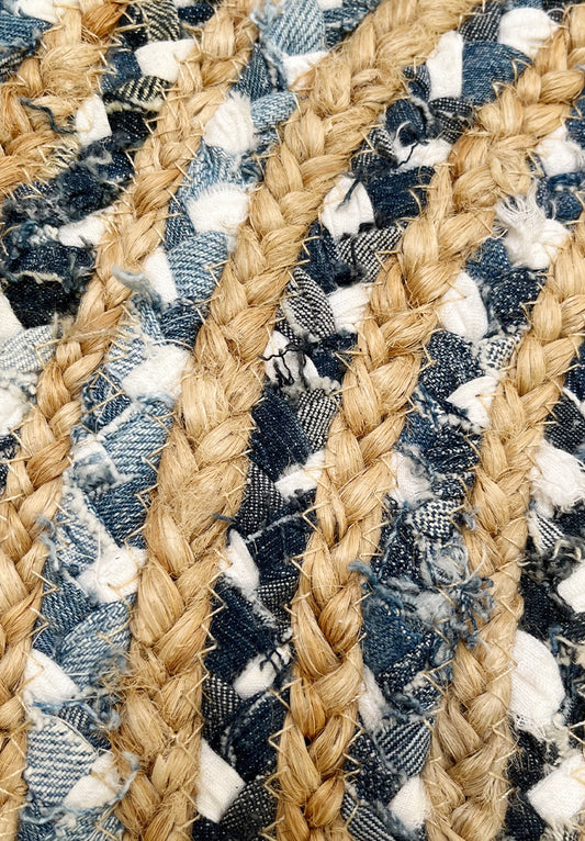 Tappeto Rotondo in Juta e Cotone Intrecciato a Mano ø110 Modello Juta 574