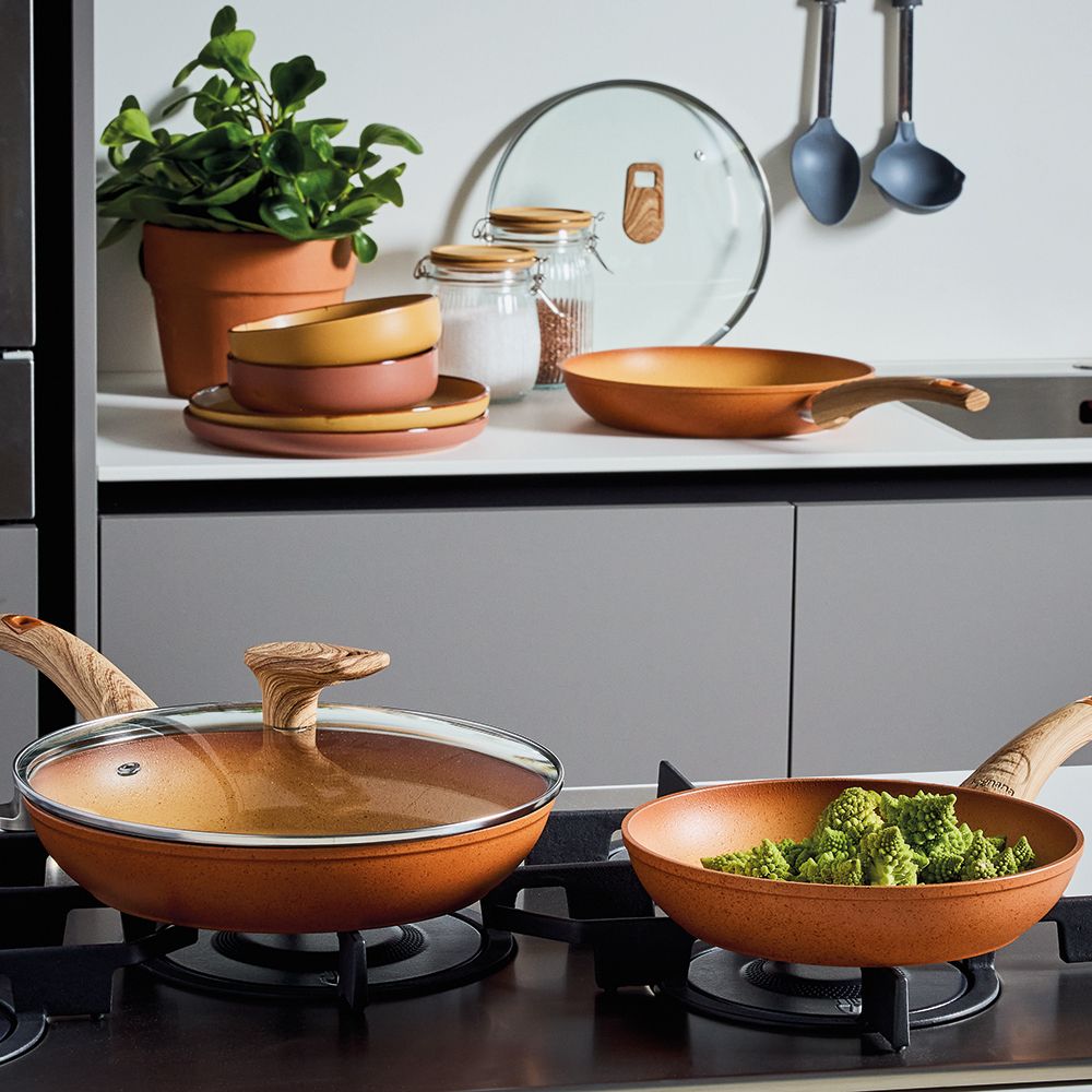 Padella 1 Manico 28 Cm Alluminio Arancio LINEA TRADITIONAL STONE
