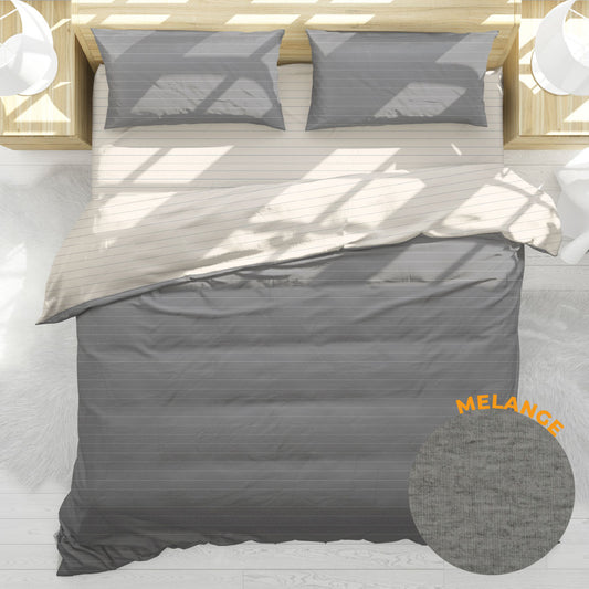 Parure Copripiumino Matrimoniale Listra Percallino by S&G Home Grigio Scuro