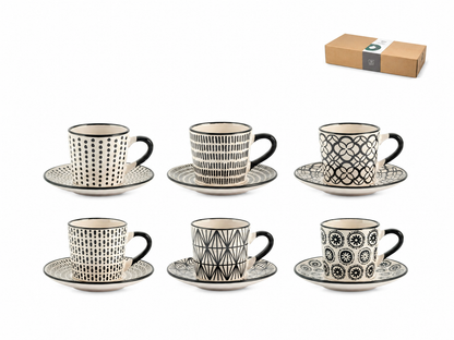 Set 6 Tazzine Caffe Vhera H&H 90cc con Piattino in Stonewear