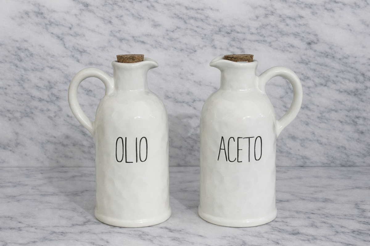 Menage in Ceramica Olio e Aceto con Tappo in Sughero