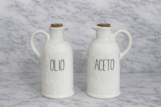 Menage in Ceramica Olio e Aceto con Tappo in Sughero