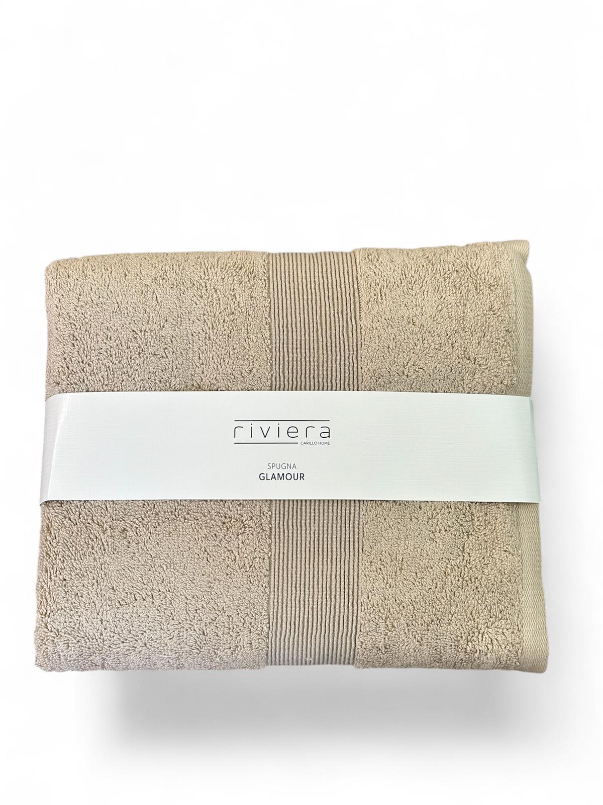 Set Asciugamani Viso e Ospite Riviera Glamour in Spugna di Cotone 600 g/m2
