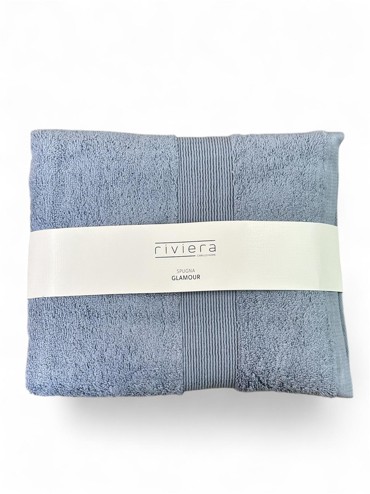 Set Asciugamani Viso e Ospite Riviera Glamour in Spugna di Cotone 600 g/m2