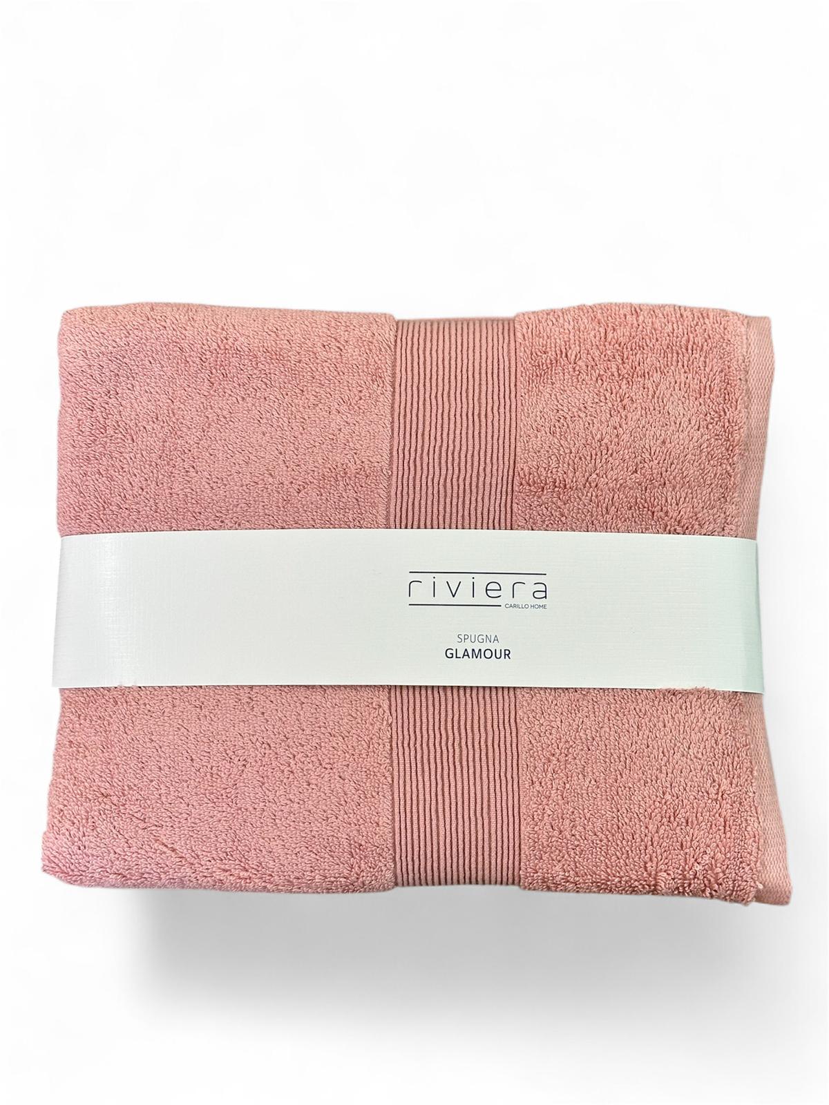 Set Asciugamani Viso e Ospite Riviera Glamour in Spugna di Cotone 600 g/m2