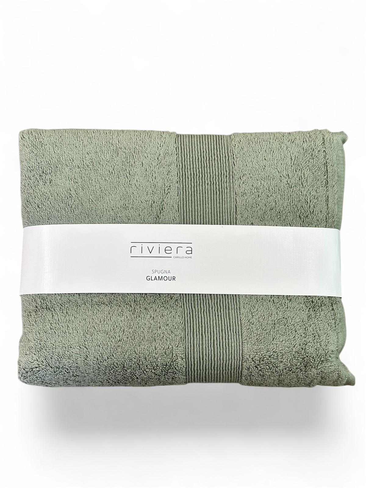 Set Asciugamani Viso e Ospite Riviera Glamour in Spugna di Cotone 600 g/m2