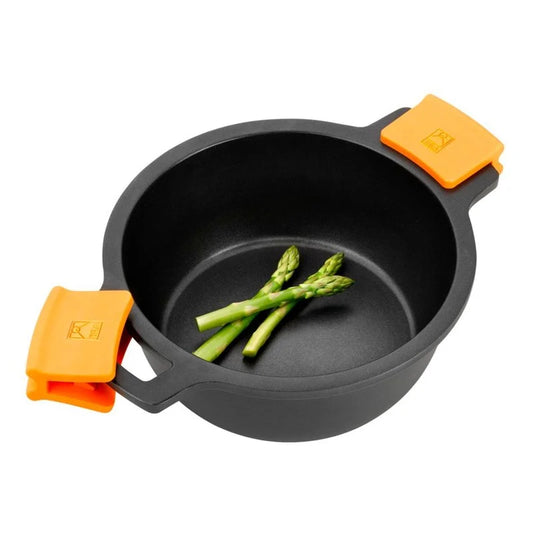 Casseruola Alta BRA Efficient ø24cm con Coperchio in Vetro e Maniglie in Silicone