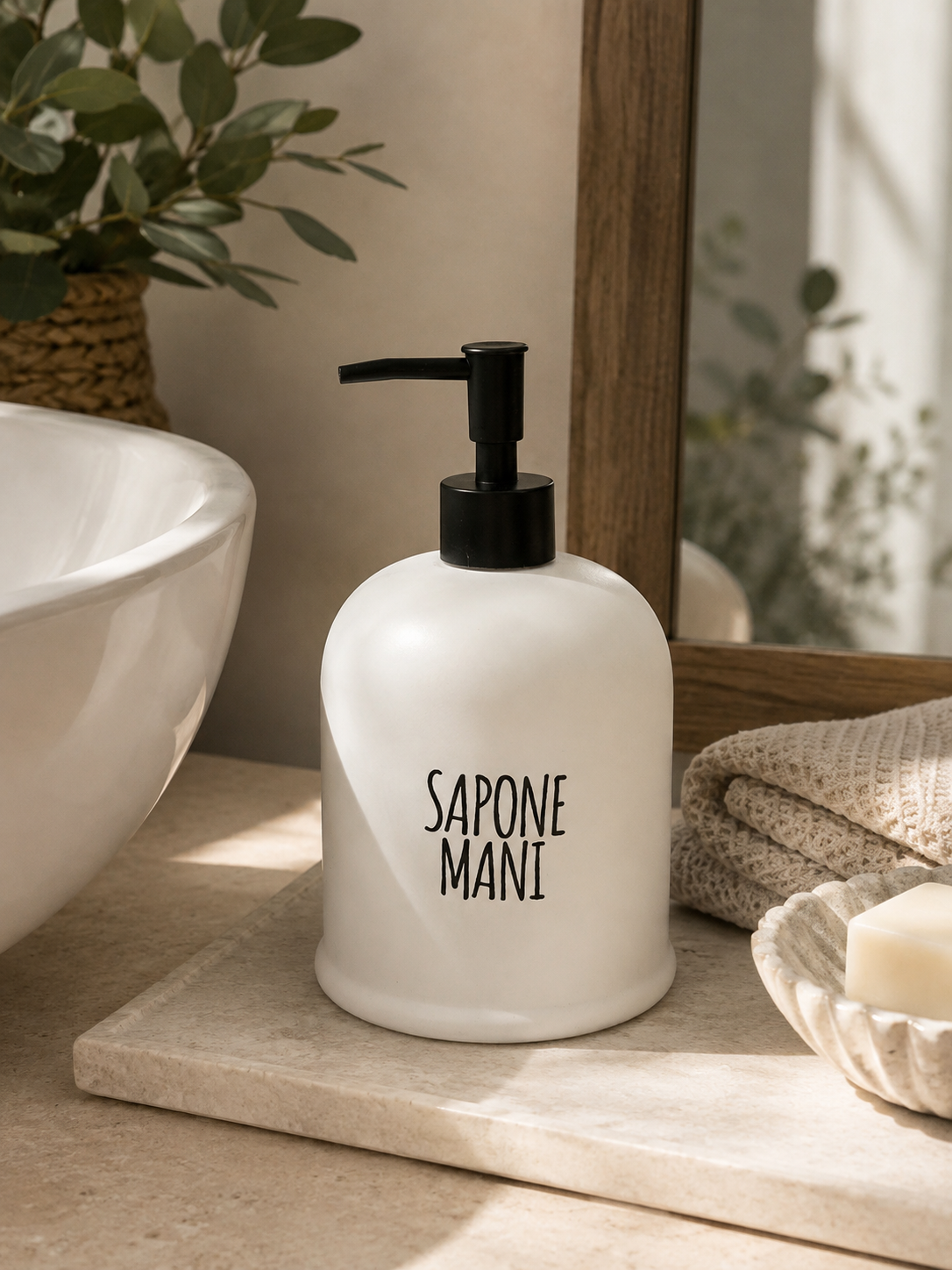 Dispenser in Ceramica "Sapone Mani / Sapone Piatti"