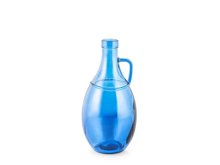 Vaso in Vetro Riciclato Blu 26cm | Design Anfora con Manico H&H