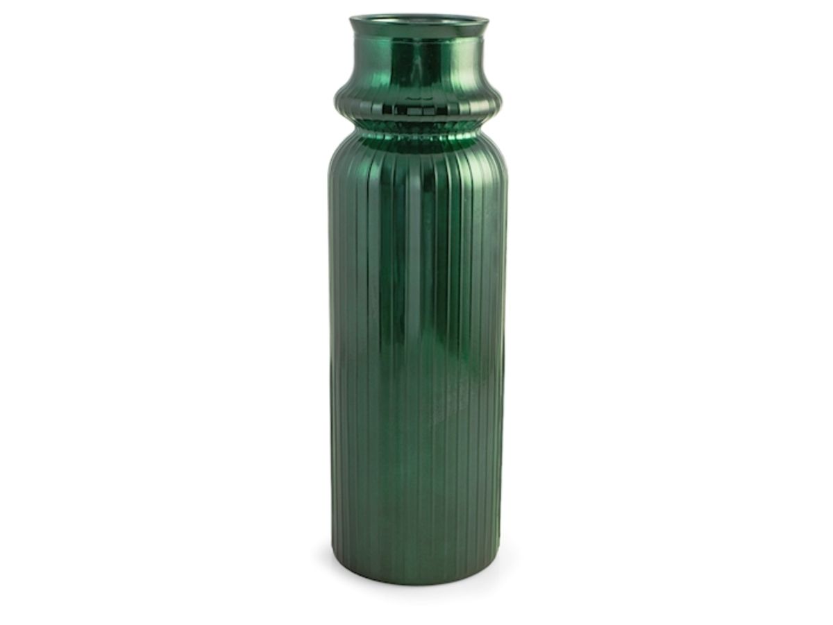 Vaso in Vetro Riciclato Verde Metallizzato 45,5 cm | Texture a Onde H&H
