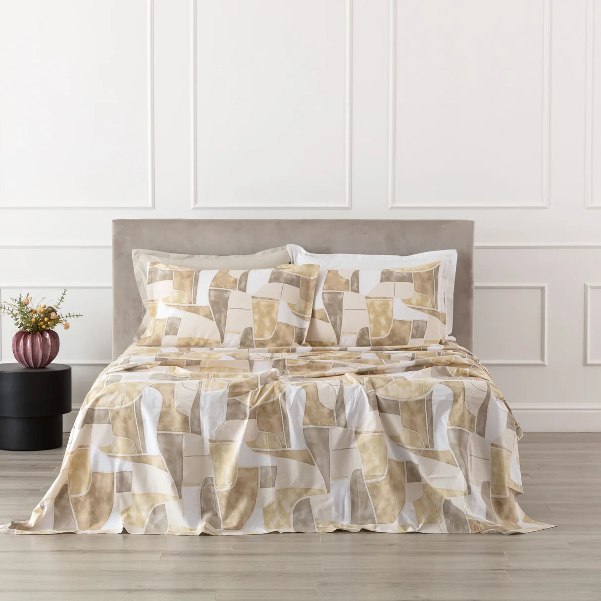 Completo Lenzuola Matrimoniale Linea Oro Teren 100% Cotone | Fantasia Geometrica