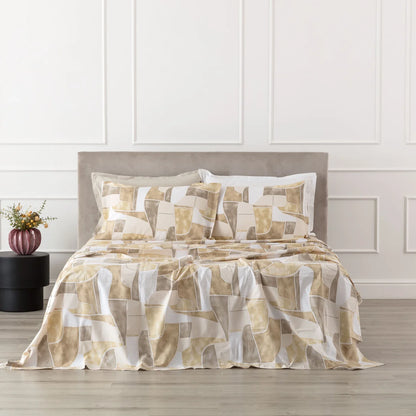 Completo Lenzuola Matrimoniale Linea Oro Teren 100% Cotone | Fantasia Geometrica