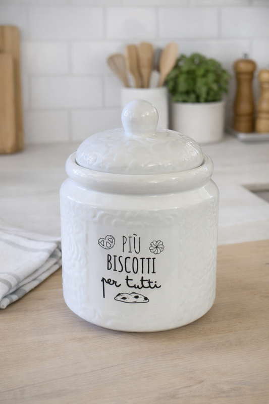 Barattolo in Ceramica con Coperchio ø15 cm | Porta Biscotti da Cucina