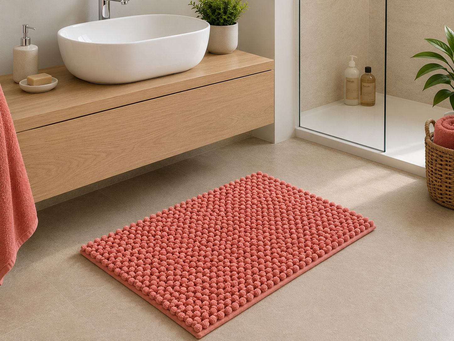 Tappeto Bagno Aisha Bicolore Effetto Ciniglia Antiscivolo | 50x80 e 60x110 cm