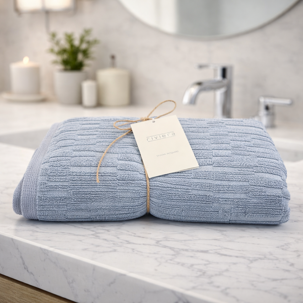Set Asciugamani Viso e Ospite Riviera Sorku in Spugna Jacquard 100% Cotone
