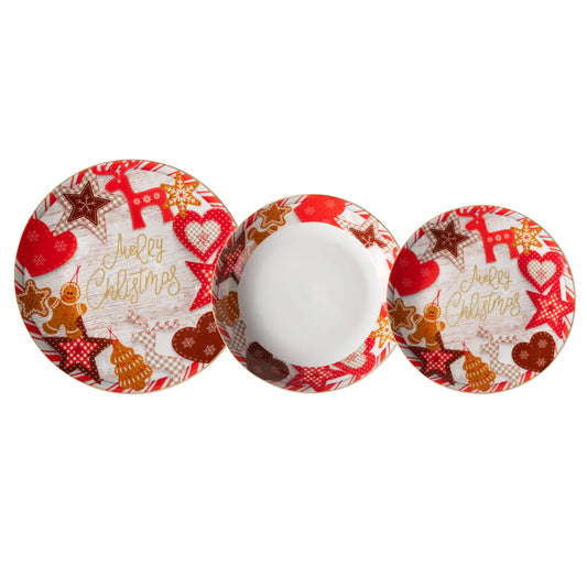 Servizio Piatti Natalizi Merry Ginger 18 Pezzi - Porcellana