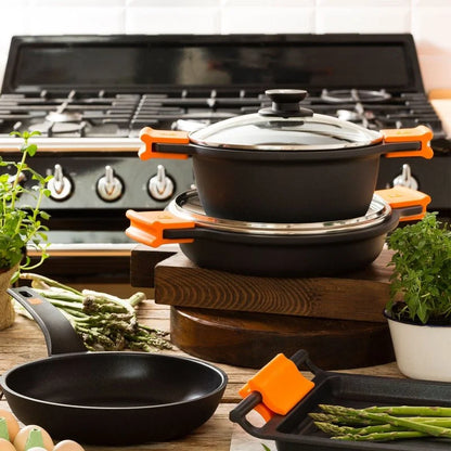 Casseruola Alta BRA Efficient ø28 cm con Coperchio in Vetro | Alluminio Pressofuso